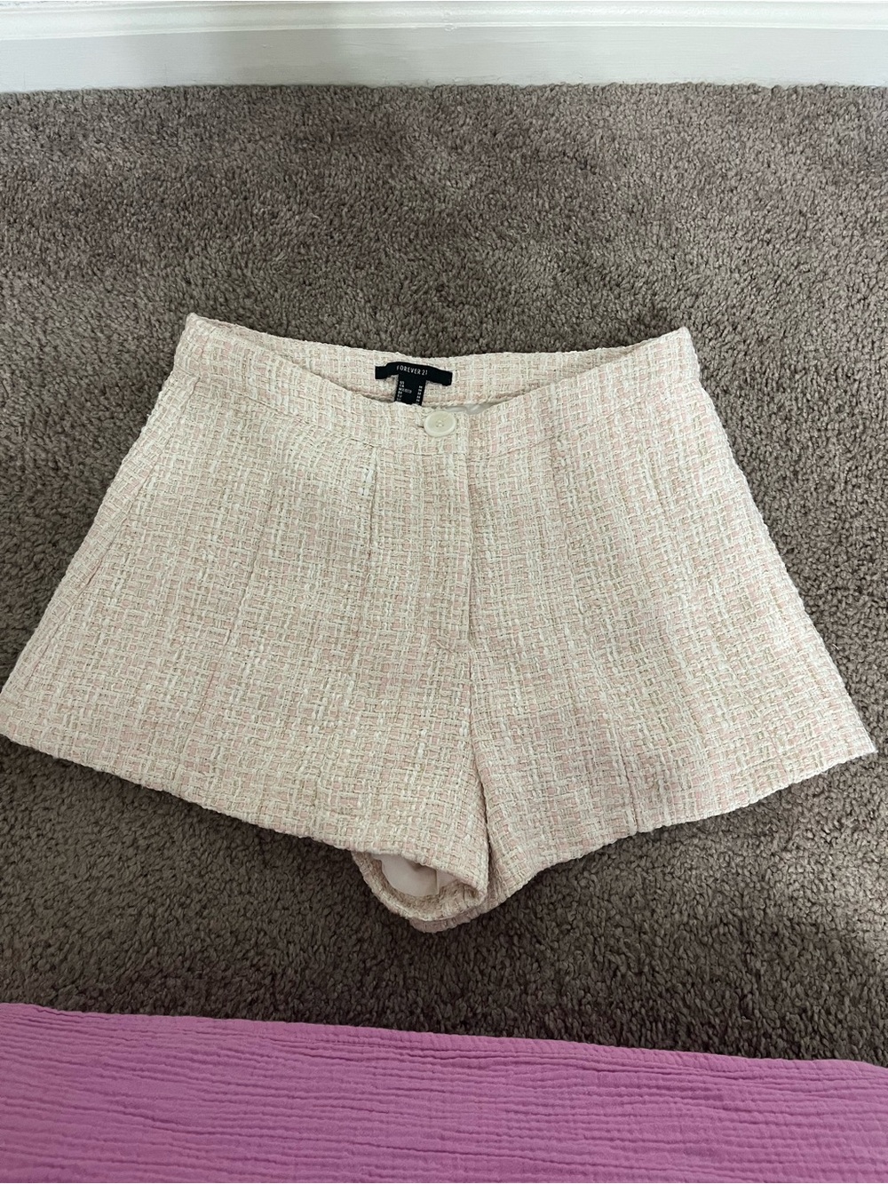 Forever 21 Cream Tweed High Waist Women's Shorts